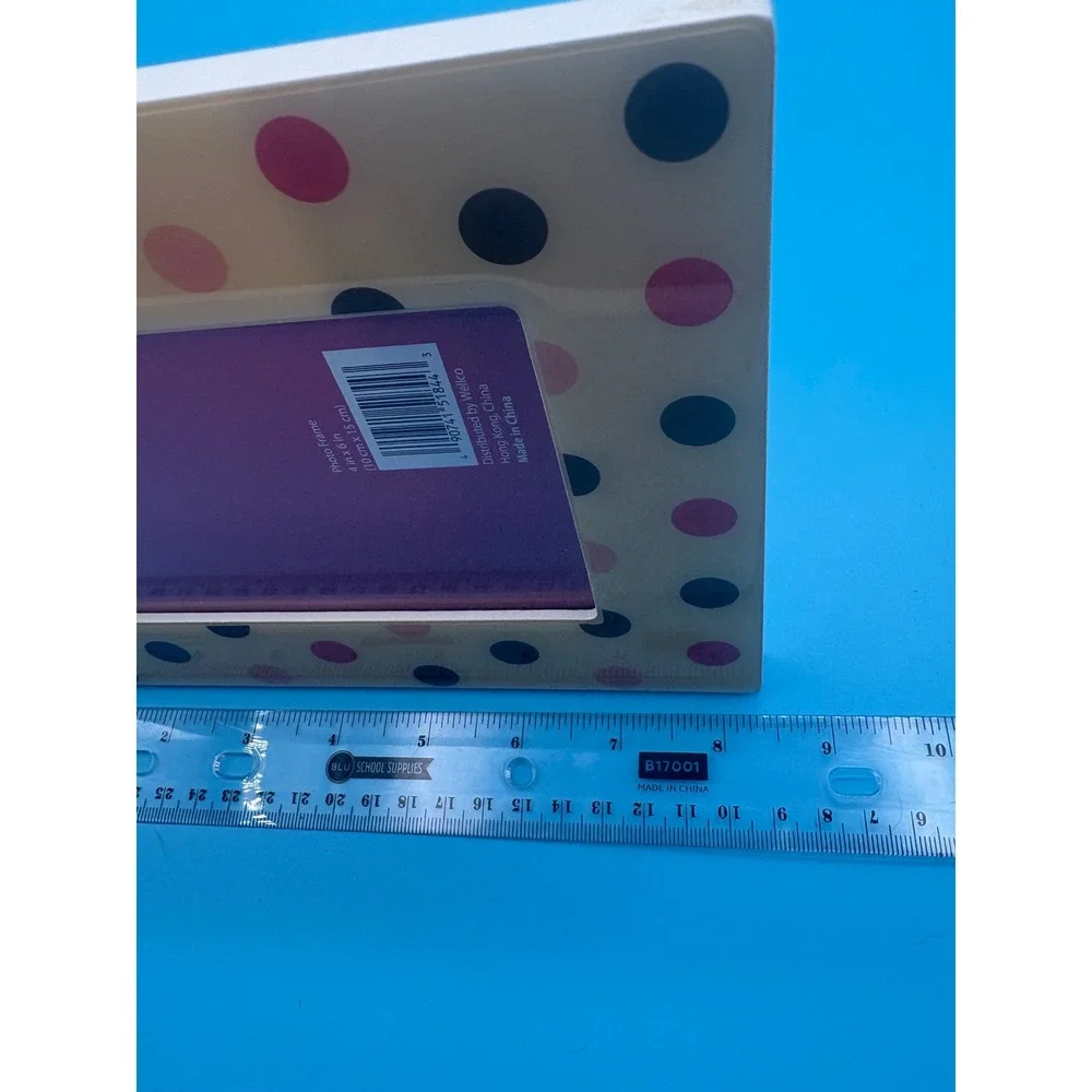 Wellco Photo Frame 4x6 Cream Pink Brown Polka Dot Whimsical Tabletop Decor